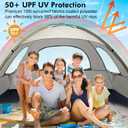WhiteFang Beach Tent Anti-UV Portable Sun Shade Shelter for 6 Person, Extendable Floor with 3 Ventilating Mesh Windows Plus Carrying Bag, Stakes and Guy Lines (Baby's Breath)