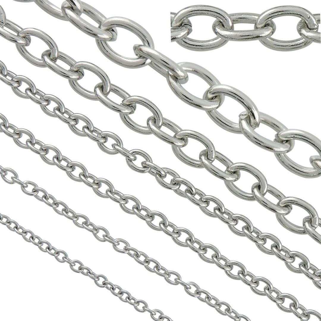 16.5ft 6mm Width Stainless Steel Rolo Cable Chains Findings Fit for Jewelry Making &DIY (SC-1027-E)