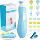 Baby Nail Trimmer Electric Nail File Baby Nail Clippers, 20 in 1 Safe Nail Filer Grinder Kit for Newborn Infant Toddler Kids or Adults Toes Fingernails Care Trim Polish, Led Light and Grinding Heads (Blue/White)