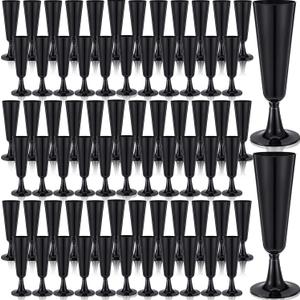 Domensi 100 Pack Black Champagne Flutes Bulk Plastic Disposable Champagne Glasses 5.5 oz Plastic Mimosa Glasses Wedding Cocktail Cups for Engagement Birthday Graduation Decor 2026 Party Supplies