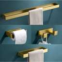 4-Piece Modern Gold Bathroom Hardware Accessories Set - Towel Bar & Holder, Stainless Steel, Wall Mounted, 23.6 Inch