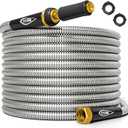 TITAN Garden Hose 50FT  304 Stainless Steel Metal Water Hose, Flexible, KinkFree, Lightweight, Durable, Crush Resistant Fittings, Easy to Coil, 500 PSI