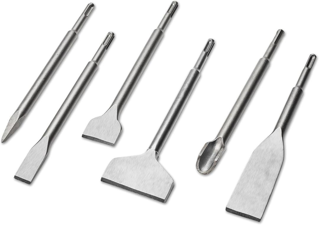 6pcs SDS Plus Chisels, SDS Plus Compatible, 40CR Steel, Masonry Chisel Set, Tile Removal, Wall Chasing, Floor Scraping
