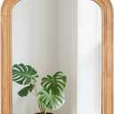 Wood Bathroom Mirror for Wall, 24 x 16 Inch Decorative Wall Mirror with Rustic Wooden Frame for Living Room, Vanity, Bedroom, Entryway, Farmhouse