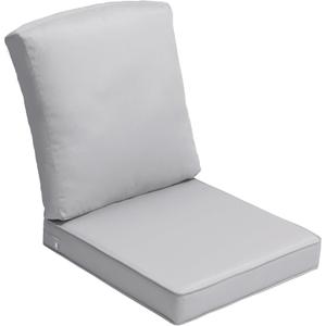 Crestlive Outdoor Deep Seat Cushions, 22 x 21, Waterproof, Fade-Resistant Patio Chair Replacement Cushion for Furniture, Sofa, Light Grey