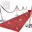 Glitter Red Carpet Runner for Party, 2.46X15 ft, 200 GSM Glitter Non-Woven Fabric, Hollywood Red Carpet for Event, Aisle Runner for Wedding Ceremony, Movie Theme Party Decorations (2'6" x 15' (Runner))
