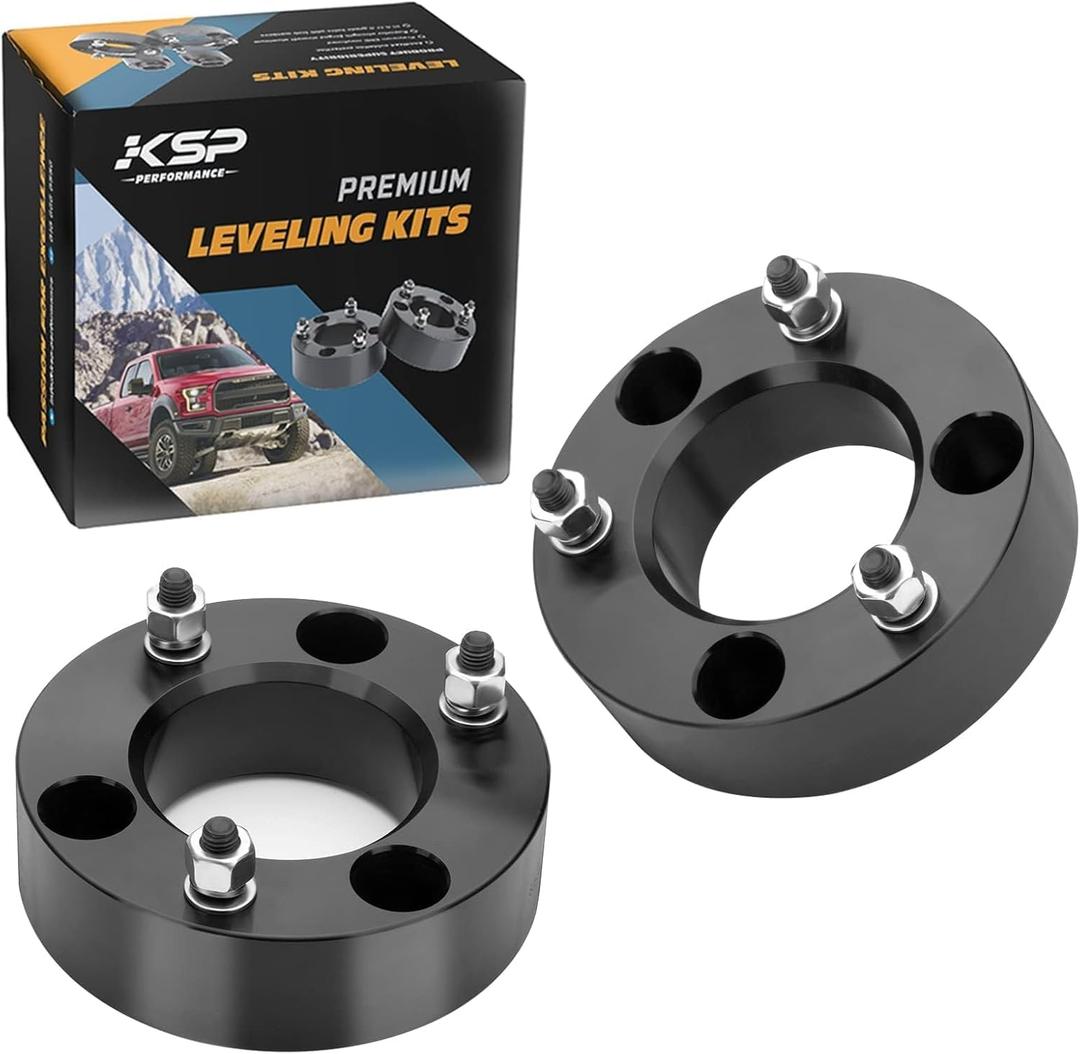 KSP 2.5" Front Leveling Lift Kits for F150 2004-2026, 2.5in Chassis Level Kit Compatible With Expedition 2003-2018, Mark LT, 2pcs Auminum Suspension Strut Spacers Work On shock Absorber (Black)
