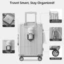 Carry on Luggage Aluminium Frame with Cup Holder, 20 Inch Zipperless Luggage with Spinner Wheels,Carry On Luggage 22x14x9 Airline Approved for Business Travel (silver, 20inch)