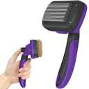 Self Cleaning Cat & Dog Grooming Brush - Skin Friendly Deshedding Hair Brush for Haired Dogs & Puppies, Purple
