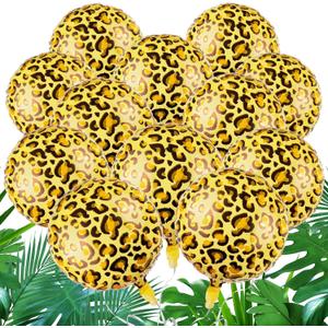 12 Pcs 18 inch Leopard Print Aluminum Foil Balloons Animal Balloons Jungle Balloon Wildlife Print Balloon for Zoo Themed Jungle Safari Themed Birthday Decorations (Leopard Print)