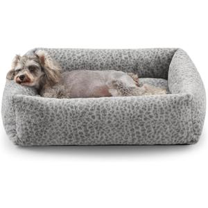 JOEJOY Small Dog Bed for Small Dogs, Washable Orthopedic Premium Soft Corduroy Fleece Pet Bed with Removable Zipper Cover, Cute Calming Puppy Bed with Non Skid Bottom (S (20"x19"x6"), Grey)