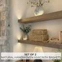 Decorative Storage Boxes with Lids - Set of 2 Beautiful Wicker Organizer Bins for Your Shelves & Home Decor - Safely Store Your Photos, Documents, and Memory Box Keepsakes in a Stylish Rattan Design
