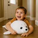 WEIGEDU Adorable White Baby Seal Plush Pillow Soft Stuffed Animal Toy, Cuddly Hugging Body Pillow for Kids & Adults, 20" Arctic Ocean Seal Doll, Cute Sea Animal Plushie for Gifts & Decor