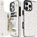 uCOLOR for iPhone 16 Pro Max Wallet Case with Card Holder PU Leather RFID Blocking Design iPhone 16 Pro Max flip case for Women Men Magnetic Clasp Kickstand Design 6.9 inch (Beige Leopard)