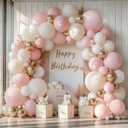 Pink Beige White Balloons Arch Kit - 144 pcs Light Pastel Pink Beige Sand White Chrome Gold Bobo Balloons for Engagement Wedding Bridal Shower Birthday Princess Party Decorations