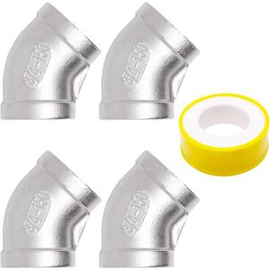 Stainless Steel 45 Degree Elbow, 3/4" Female to 3/4" Female Steel Pipe Fittings (4pcs)