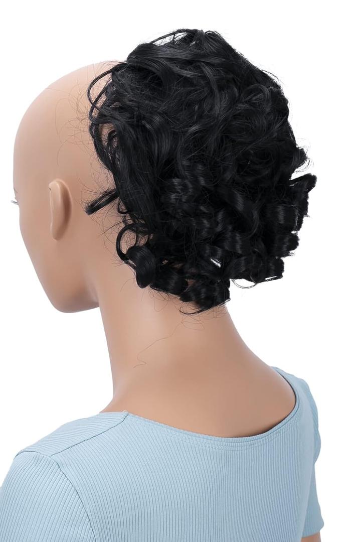 CAISHA Jumbo Hairpiece Scrunchy Updo Voluminous Curly Messy Bun Black G1L