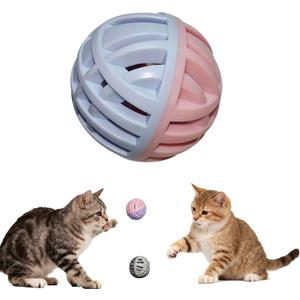 Silicone Cat Ball Toys with Bell 3 Pack - Interactive Cat Toy Balls for Indoor Cats - Durable Hollow Kitten Chew Toys for Teething & Bored Adult Cats