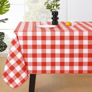 MOSAYT Rectangle Vinyl Tablecloth, 100% Waterproof Buffalo Gingham Plastic Table Cloth, Heavy Duty Wipeable Table Covers for Picnic, Outdoor, Camping - 54 x 78, Red