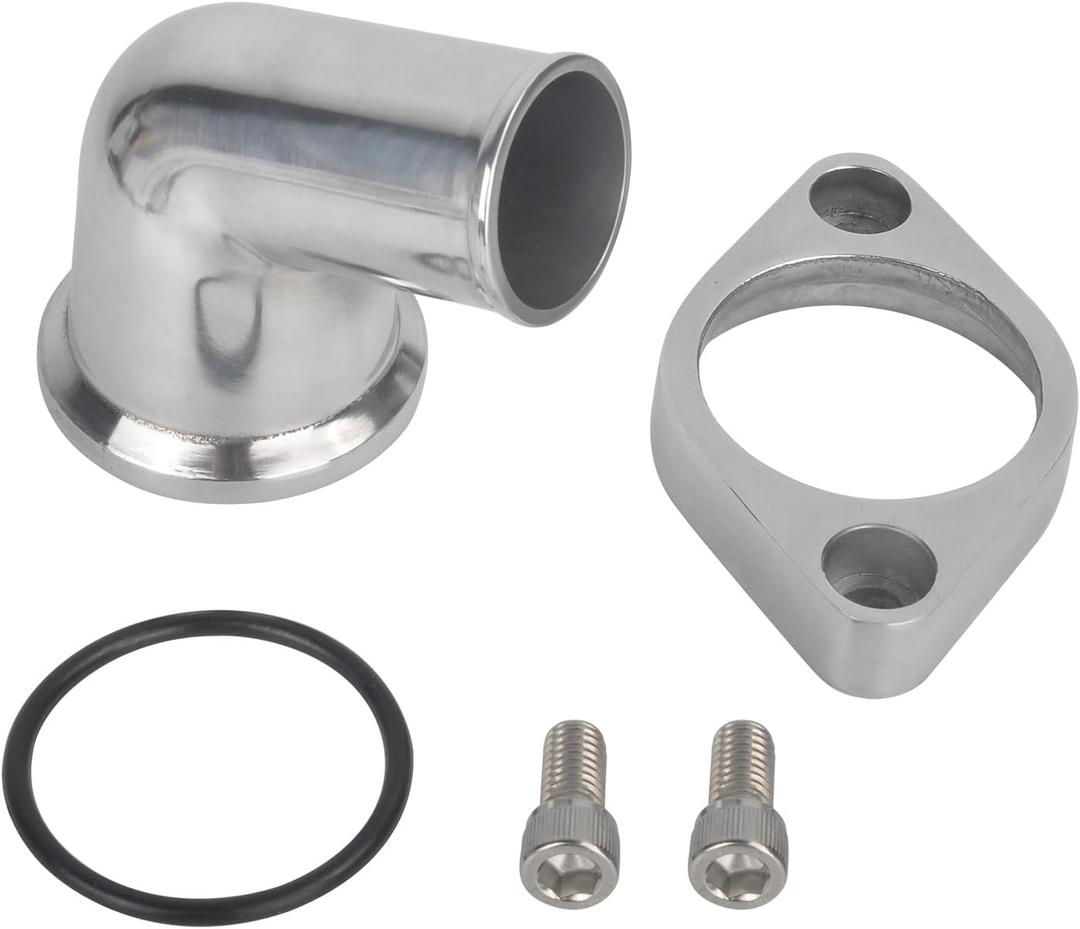 15 Swivel Water Neck Aluminum Polished Thermostat Housing Compatible with SBC BBC Chevy 265 283 305 307 327 350 383 400 396 402 427 454 472 502 348 409 ENGINES (15 Degrees Style1, Silver)