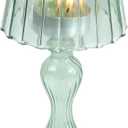 Desk Lamp Shaped Glass Candle Holder - Glass Hurricane Candleholder Crystal Decorative Candle Stand for Table Wedding Dinning Centerpieces Party Supplies Decor DarkGreen