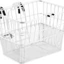 Retrospec Apollo Detachable Front Bike Basket Steel Half-Mesh with Integrated Detachable Hooks and Built-In Handle, Easy Assembly and Portability for Bicycles (White)