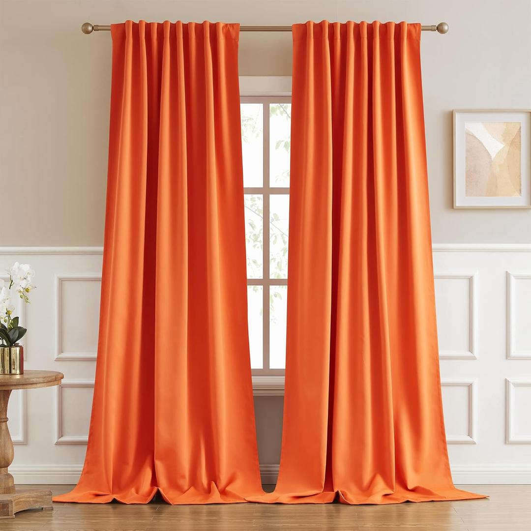 DUALIFE Extra Long Curtains for Sliding Glass Door - Fall Decor Curtains for Living Room Bedroom 52x108 Inch,Back Tab and Rod Pocket,2 Panels