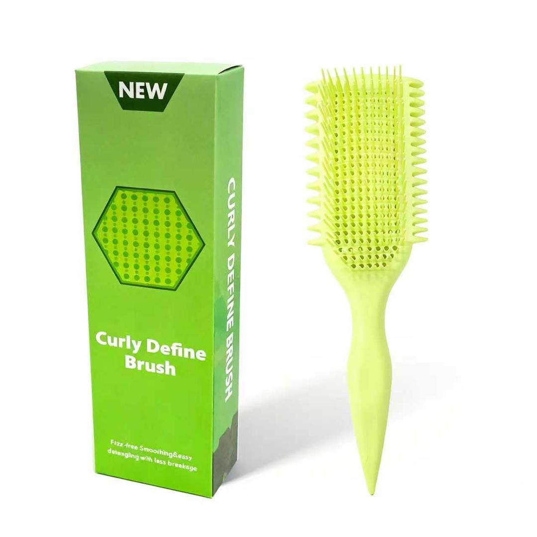 Curl Brush,Curl Defining Brush,Curly Hair Brush,for Shaping Curls, Waves & Coils, Reduces Frizz and Pulling, Ideal for All Hairstyles (Green)