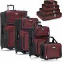 Travel Select Amsterdam Softside Expandable Luggage with Rolling Wheels, Red, 8-Piece Set (15/21/25/29) with Packing Cubes