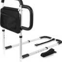 Bed Safety Rails for Elderly Adults, Adjustable Bed Guard Railing with Storage Bag and Side Handle, Bed Assist Bar Fits King, Queen, Full, Twin (Black- No Supporting Foot)
