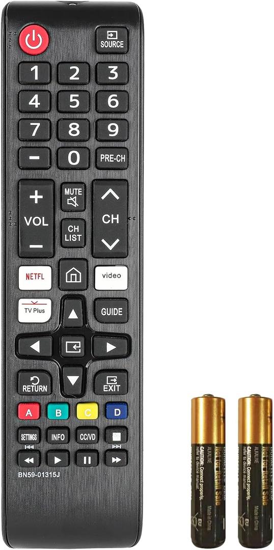 BN59-01315J New Replaced Remote Control for Samsung Smart TV UN50TU7000F UN55TU7000F UN58TU7000F UN58TU700DF UN65TU7000F UN43TU7000F UN65TU700DF with Netflix PrimeVideo Keys (with Batteries)