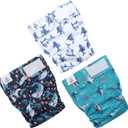 CuteBone Washable Dog Diapers Female No Tail Hole 3 Pack Reusable Doggie Period Training Pants for Docked-Tail Frenchie French Bulldog Boston Terrier Without Tail, Medium