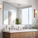 Frameless Rectangle Mirror, 36x48 Inch Large Bathroom Mirrors for Wall Over Sink, Upgraded Shatterproof Vanity Mirror with Polished Edge for Bathroom,Bedroom,Living Room and Entryway