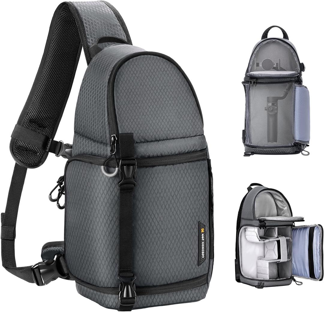 K&F CONCEPT Camera Sling Bag Crossbody Bag Waterproof Camera Shoulder Backpack DSLR/SLR/Mirrorless Camera Case