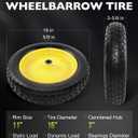 4.80/4.00-8 wheelbarrow tire, 16" Flat Free Solid Tire and Wheel, 3" Centered Hub, 5/8" & 3/4" Bearings, Universal Replacement for Garden Carts Wagon Wheel Barrow, 2 Pack