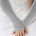 VALICLUD 3 Pairs Cotton Blend Fingerless Gloves Arm Warmers with Thumb Hole for Women Lightweight Stretchy Long Winter Mittens for Transitional Weather