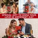 Romantic Valentines Day Gift for Her, Artificial Flowers Bouquet Necklace Rose Teddy Bear with Real Pearl Blind Box Birthday Gift, Valentiness Day Gift for Monther Wife Girl (Red)
