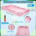 3 Pcs Inflatable Serving Bar Salad Ice Tray Food Drink Candy Buffet Containers Picnic Pool Inflatable Cooler with a Drain Plug and a Hand Pump, 53 x 23.6 x 4.7 Inch(Pink)