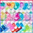 Pop Fidget Keychain It Mini Fidget Toys Bulk 30 Pack Party Favors for Kids 4-8,8-12 Year Boys Girls Push Pops Bulk Toys Its Small Prizes for Kids Classroom Birthday Party Favors Bubble Poppers