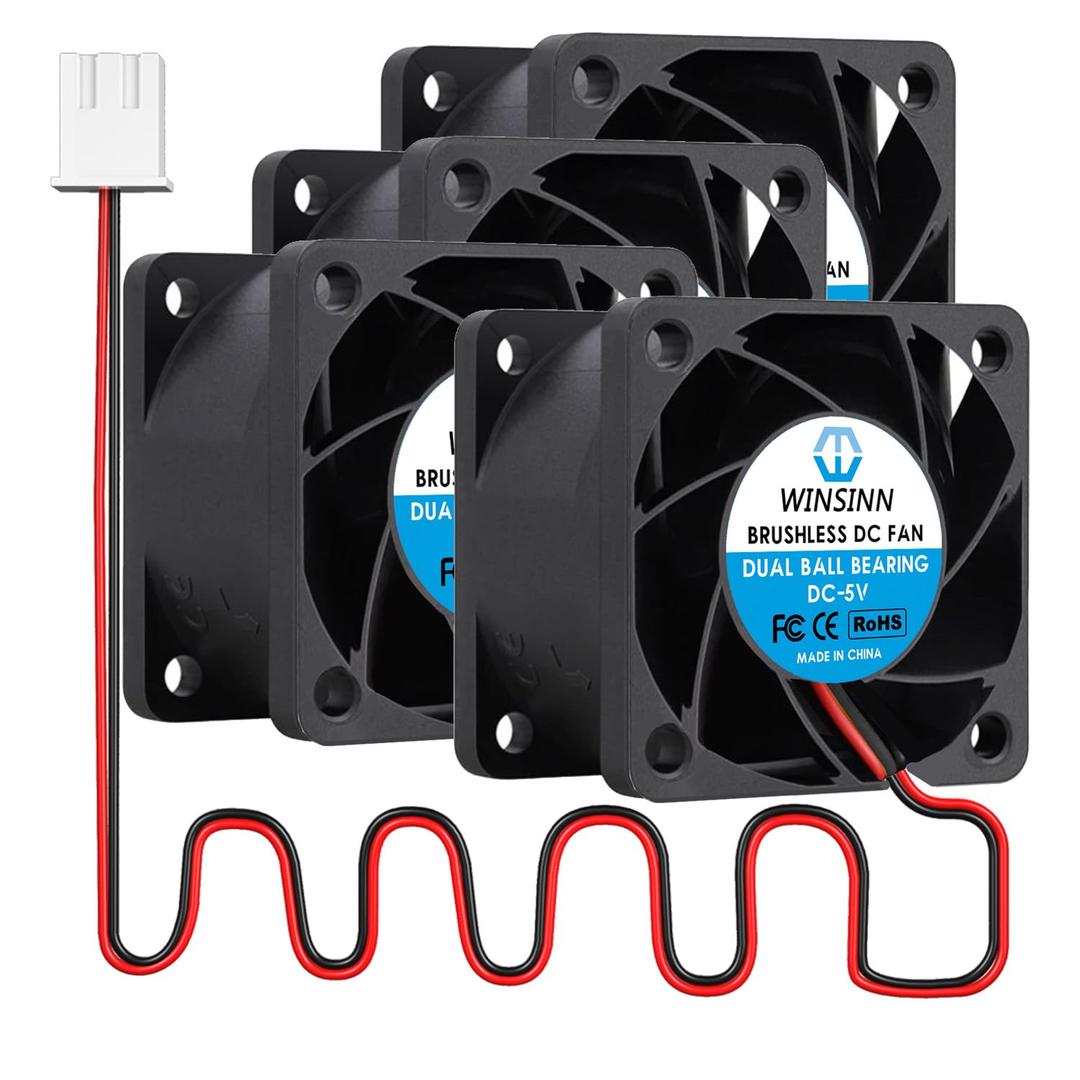 WINSINN DC 40mm Fan 5V 4028 Dual Ball Bearing Brushless Cooling 40x28mm 2PIN (Pack of 4Pcs)