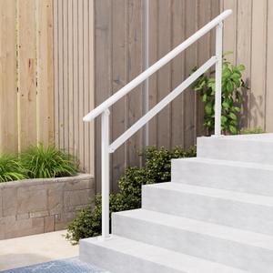 Hand Rails for Outdoor Steps,4-5 Step Railing for Stairs,Adjustable Porch Railing,Hand Rails for Seniors,Outdoor Deck Handrails for Exterior Steps,White (White-1 Pack)