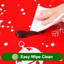 Smiry Plastic Christmas Tablecloth, Snowflake Wipeable Flannel Backed Vinyl Tablecloth, Waterproof Elastic Fitted Table Cover for Christmas Dinner, and New Year Celebration (White & Red, 30x96 Inches)