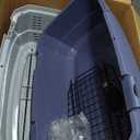 Amazon Basics 2-Door Top-Load Hard-Sided Dogs, Cats Pet Travel Carrier, Gray & Blue, 22.8"L x 15.0"W x 13.0"H