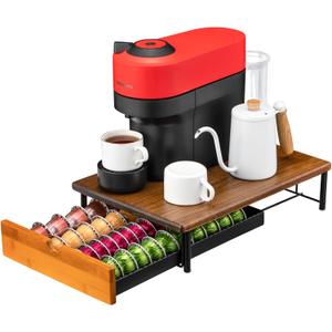 Vertuo Capsule Holder Drawer for Nespresso With Elegant Wood Top (40 Pods)