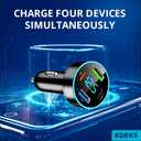 3 x 66W Fast Car Charger 4-Port USB C  PD 20W + QC 3.0 + 2 USB 2.4A, Cigarette Lighter Adapter with LED Voltage Meter, Compatible with iPhone 15/14/13, Samsung Galaxy, iPad & Android Devices RDRKR