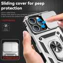 SunStory Phone Case for iPhone 16 Pro Case with HD Screen Protector & Slide Camera Cover & Rotated Ring Kickstand, [Military-Grade] Phone Case for iPhone 16 Pro 6.3"(Silver)