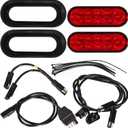 Partsam Red Cargo Carrier Hitch Rack Lights Kit, 2Pcs 6 Inch 10 LED Oval Waterproof Tail Lights with Rubber Grommets, 76" Wiring Harness, Bike Rack Light