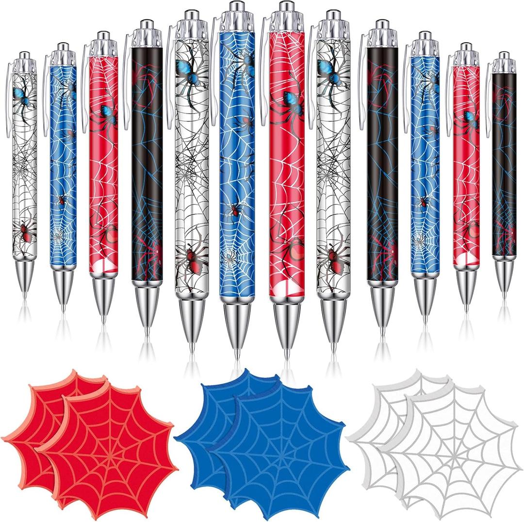 Sayglossy 24 Pcs Spider Party Favors Set 12 Ballpoint Pens 12 Sticky Notes Birthday Party Decorations Supplies Classroom Rewards Gifts Friends Students Teacher Spider Goodie Bag Stuffers