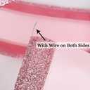 HUIHUANG Pink Wired Satin Ribbon with Glitter Stripe Edges 2.5 inch, Pink Christmas Ribbon for Tree, Bows Making, Wreath Supplies, Gift Wrapping Garland, Home Decor, Crafts -10 Yards