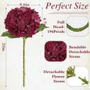 Waipfaru Red Burgundy Hydrangea Artificial Flowers, 21" Real Touch Hydrangea Flowers, Faux Hydrangea Flowers, Latex Hydrangeas All Season Fall Indoor & Outdoor Home Decor & Wedding Arrangement